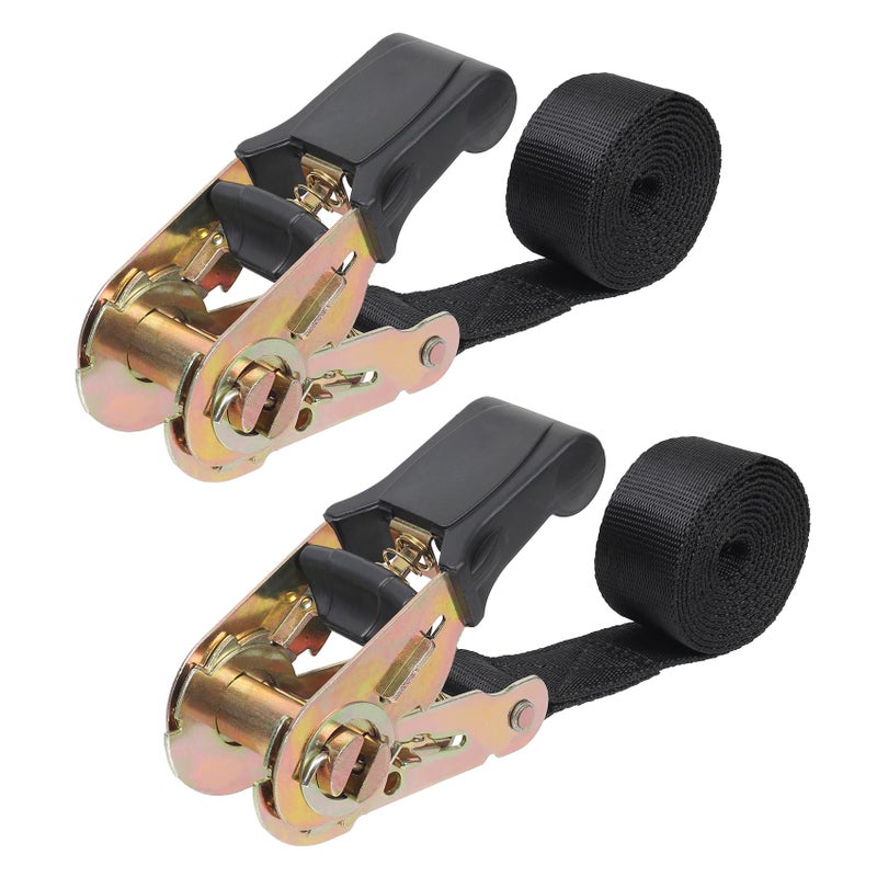 Endless Ratchet Tie Down Straps Heavy Duty Cargo Tie Downs4FT Sturdy Nylon Black Strap Down Ratcheting Securing Straps Track Spring Fittings TieDown Motorcycles Trailer Loads Kayak 4ft x 2pcs
